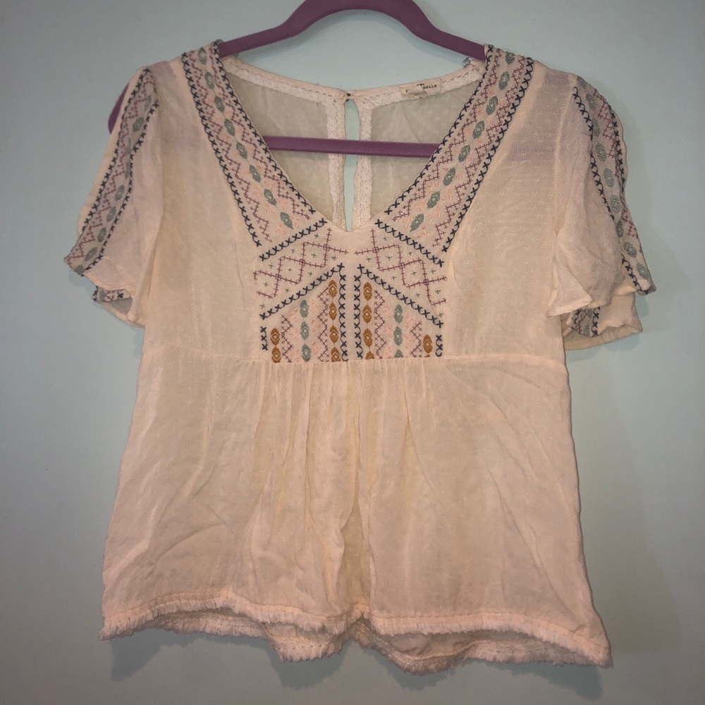 Cream Flowey Top